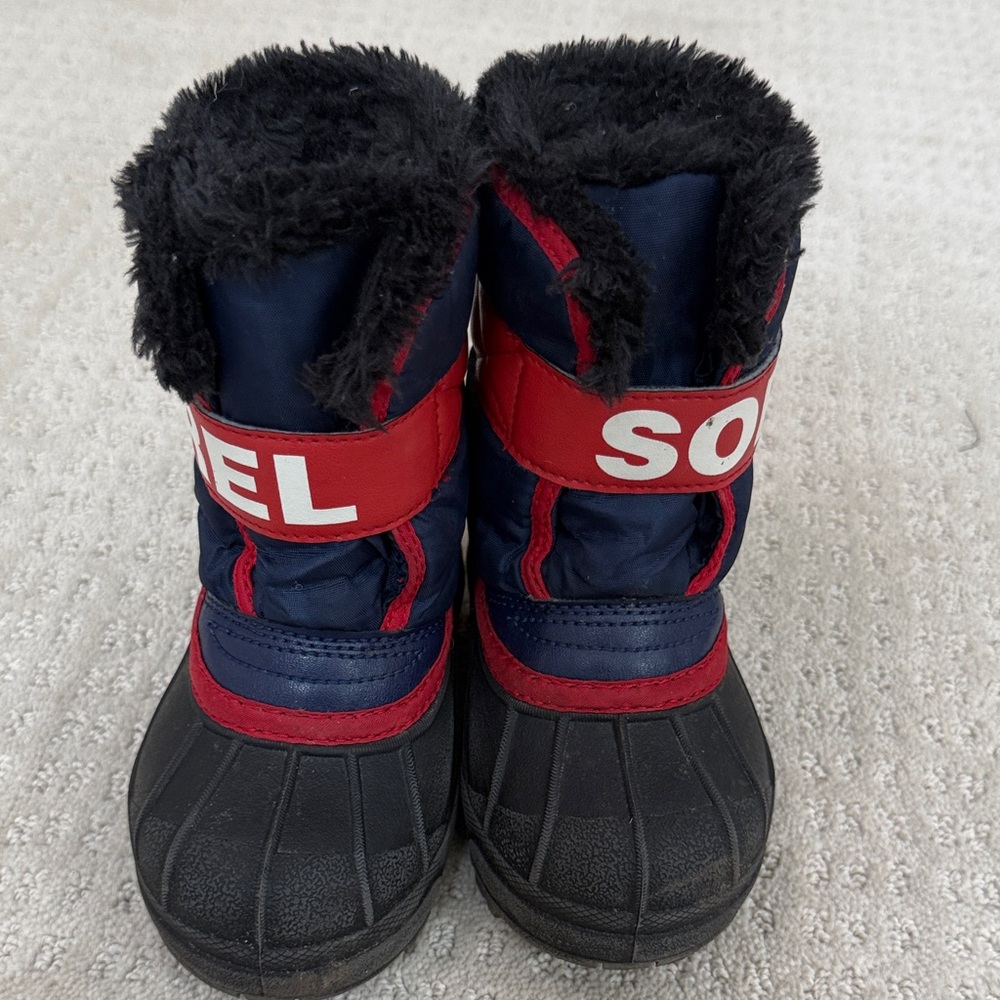 Sorel Navy and Red Kids' Insulated Winter Boots